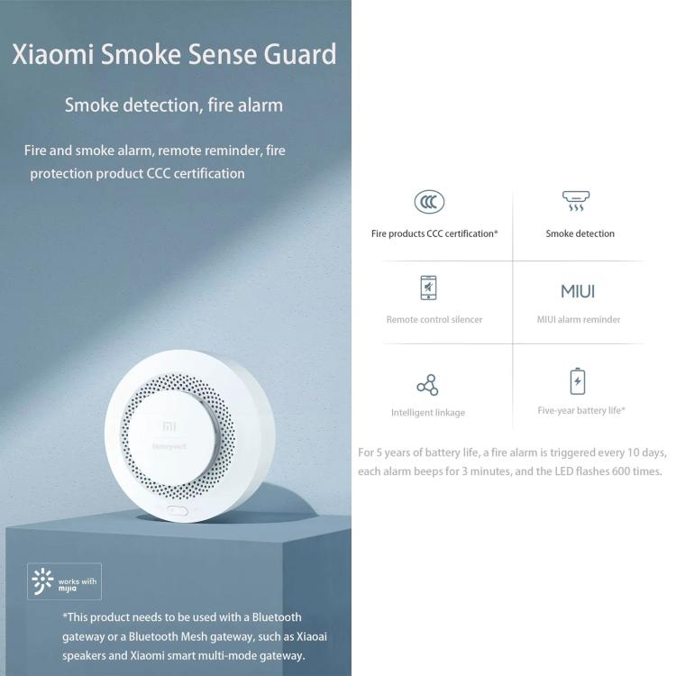Original Xiaomi Honeywell Smart Fire Alarm Smoke Detector Alarm, Work with Xiaomi Multimode Smart Home Gateway 2 (CA1001) Mihome APP Control Original Xiaomi Honeywell Smart Fire Alarm Smoke Detector Alarm, Work with Xiaomi Multimode Smart Home Gateway 2 (CA1001) Mihome APP Control